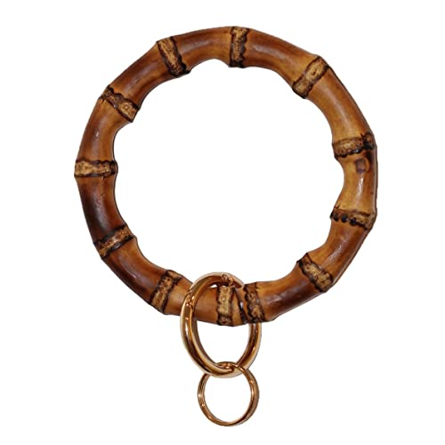 Key Ring Bracelet Natural Bamboo Wristlet Keychain Bracelet Bangl...