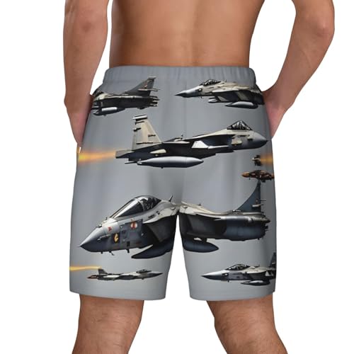 Aircraft Fighter Jets Mens Double Polyester Swimsuit Trunks Swim Shorts with Compression Liner and Patch Pocket.4