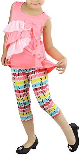 Image of ToBeInStyle Girl's Sleeveless Tank Top & Leggings 2 Piece Outfit Casual Dress Style Set