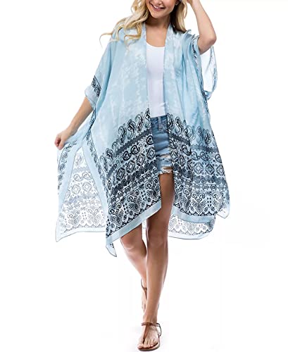 Image of Spicy Sandia Kimonos for Women Floral Beach Cover Up Loose Swimsuit Bathing Suit Coverup Cardigan for Summer Swimwear