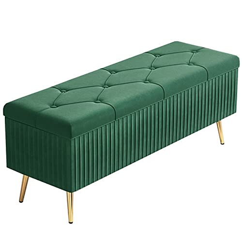 Taburete cambiador de zapatos otomano plegable de terciopelo con 4 patas de metal, reposapiés tapizado, caja de almacenamiento de juguetes para dormitorio, sala de estar, pasillo, otomanas de 80 x 40