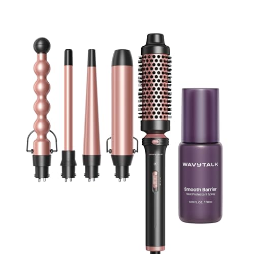 wavytalk Multi Curl 5 in 1 Curling Wand Set and Heat protectant Spray for hair 1.69 Fl Oz