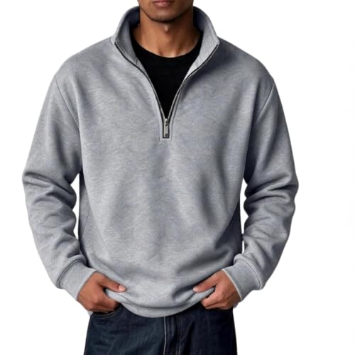 Mens Pullover Quarter Zip Mockneck Big and Tall Polo Neck Long Sweatshirt - image 1