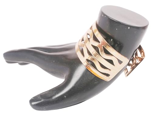 Image of Touchstone Indian Bollywood Desire Brass Base Exotic Workmanship Free Size Cuff Bracelet in Antique Gold Or White Or Copper Tone for Women.