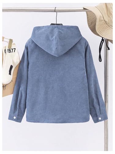 Image of Verdusa Boy's Color Block Hooded Corduroy Jackets Casual Long Sleeve Outerwear with Pocket