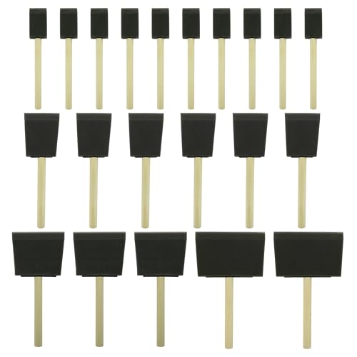 Fewanland Poly Foam Brushes 21pcs Sponge Brushes High Density Foam Paint Brush for Painting Staining Paint Sponges (1 2 3 4)