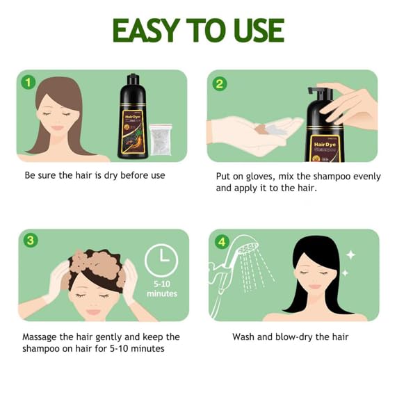 Miniatura 6 de GURKOOYD Champú de color para cabello gris, tinte natural 3 en 1 para mujeres y hombres, café de larga duración para oscurecer 16.9 fl oz (café)