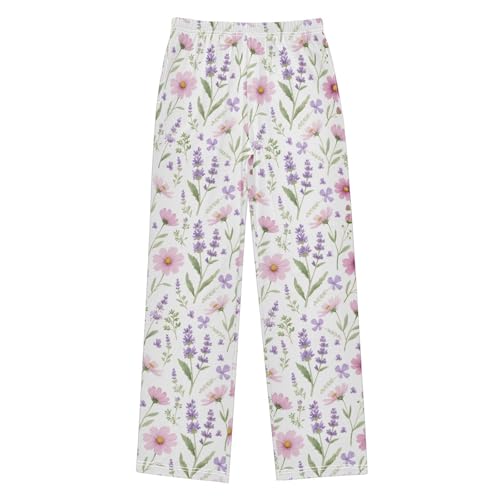 ALAZA Cosmos Lavender Flower Blossom Pajama Lounge Pants Long Sleep Pajama Bottoms with Pockets