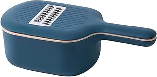 VIXPET Cortador de Verduras de Acero Inoxidable, pelador, Cesta de Almacenamiento, rallador, Herramienta de Cocina para Patatas, Zanahoria, Queso, Azul Marino