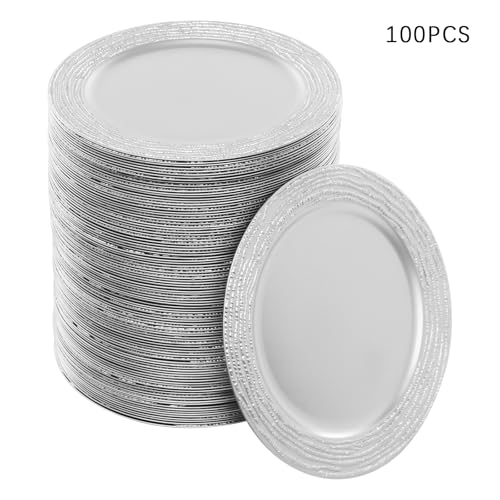 Platos plata apilables 13 pulg pack 100 plástico duradero miniatura 2