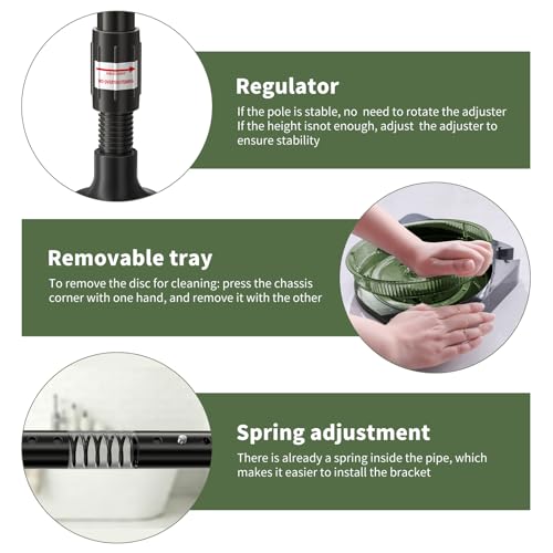 AKINBAS 360° Rotating Shower Caddy Tension Pole with 4-Tier Rustproof Lazy Susan 35-128 Inch No Drilling Coner Shelves Adjustable Shower Rack for Bathroom Bathtub Washbasin Plant Storage (Black+Green) by akinbas - Used condition - Image 8