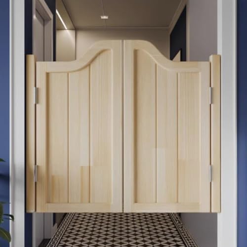 Double Swing Solid Wood Cafe Doors - 180° Opening, Stylish Dark Blue Design for Kitchen, Bar, Porch, or Stairs - Size W90xH80cm (36"x32")