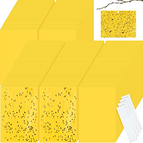 700 Pcs Double Sided Sticky Traps For Flying Plant Insect Like White Flies Aphids 6 X 8 Inch Sticky Gnat Traps Killer Fruit Fly Traps For Indoor Outdoor Including Twist Ties, Yellow #TOP11