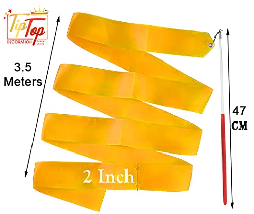 Image of Gymnastic Rhythmic Dancing Ribbon Streamer Stick (1 Piece) (Mango Yellow)