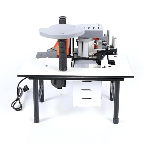 SIEEOUR Canteadora Para La Fabricación De Muebles,1200W Máquina Portátil Con Encolado Doble Cara Para Carpintería,Velocidad Ajustable 5-10 m/Min,Para Cantos Rectos Y Curvos,Para Madera(White)