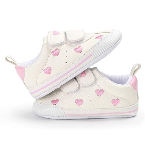 E-Fak Baby Boys Girls Shoes Non-Slip Rubber Sole Infant Toddler Sneakers Crib First Walker Shoes(0-18 Months) (01 Pink thumb #5