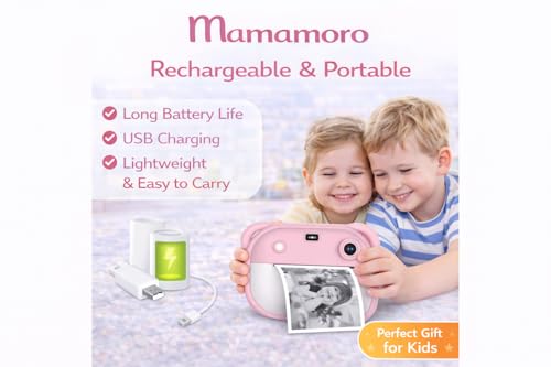 Image of Camera for Kids with Print | Kid Digital Camera for Photography & Videography with Color Display - Includes 2 Paper Rolls (Pink)