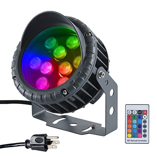Ajinsn LED Landscape Lighting 36W RGBW Color Changing LED Garden Lighting Remote Control Waterproof Spotlight Garden Patio Spotlight Decorative Lamp for Outdoor Indoor