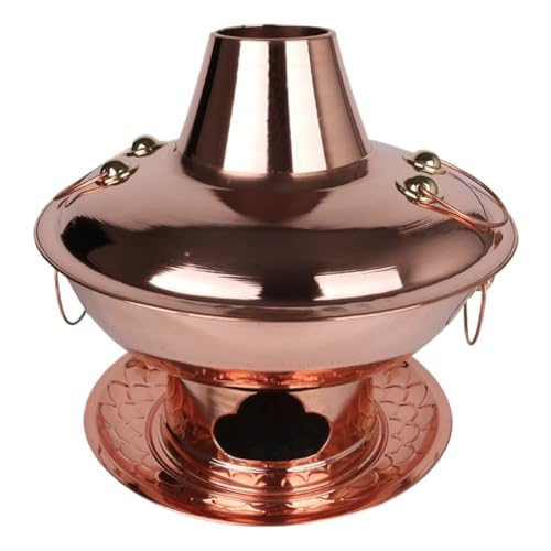 Traditional Chinese Charcoal Hot Pot - 38CM Copper Cookware for Family & Friends - Ideal for Authentic Hotpot Experience - Durable & Stylish Design
