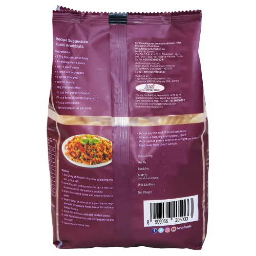 Image of Keya Fusilli Pasta 1kg, 100% Durum Wheat Pasta | Vegetarian | No MSG | Low in Calories | No Trans Fats | Healthy | Cooked in 10 Minutes