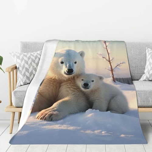 Manta de forro polar con bonitos osos polares, manta de franela para sofá, transpirable, ligera, de 40 x 30 pulgadas, sin pelusas, para todas las estaciones, manta de viaje súper suave y cálida para
