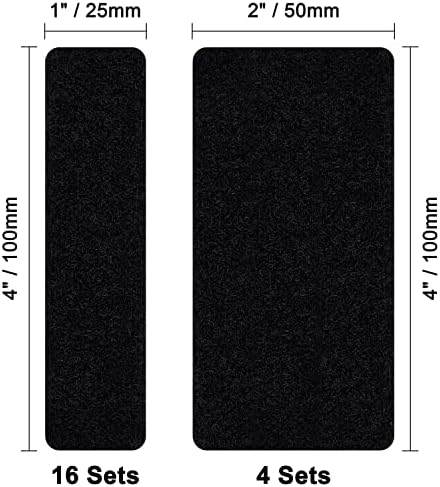 wisdompro 20 Sets Heavy Duty Hook and Loop Strip Pads, No More Nails Picture Hanging Strips Extra Strong Double Sided Sticky Pads Industrial Strength Tape for Home, Office - Black