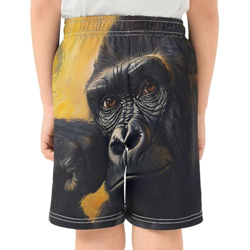 Boys' Shorts with Pockets-Gorilla Thinking, Kid's Athletic Shorts for Sport Home XS3