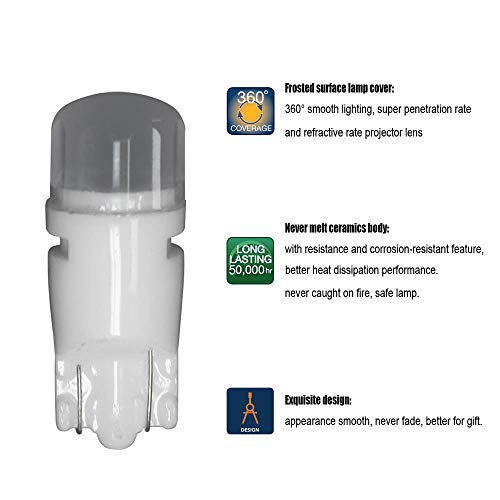 Lámpara LED para auto T10 W5W 10 piezas color amarillo miniatura 3