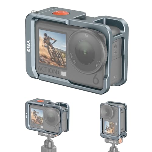 VRIG DJI Osmo Action 6�Ή� �P�[�W �A���~�t���[�� �J�����}�E���g �A�N�V�����J�����ی�P�[�X �R�[���h�V���[�}�E���g 1/4"�l�W �V���b�^�[�{�^���t�� �I�Y���A�N�V����6 �A�N�Z�T���[