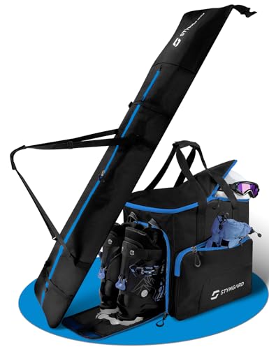 STYNGARD Skitasche Set 4-teilig (140cm-200cm) Skisack und Skischuhtasche mit Helmfach,