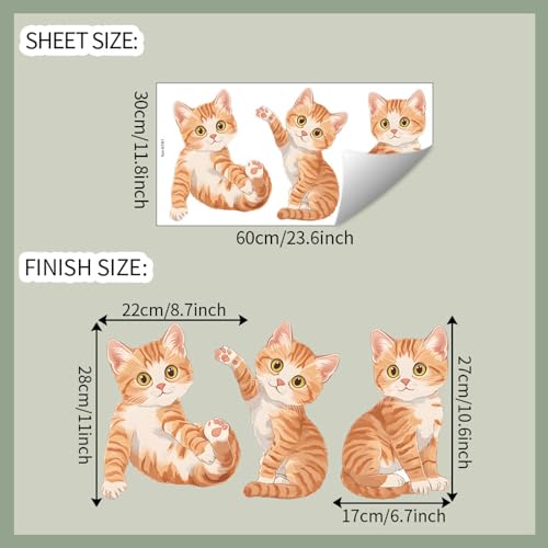 Vinilos decorativos adhesivos de gatos naranja para pared miniatura 2