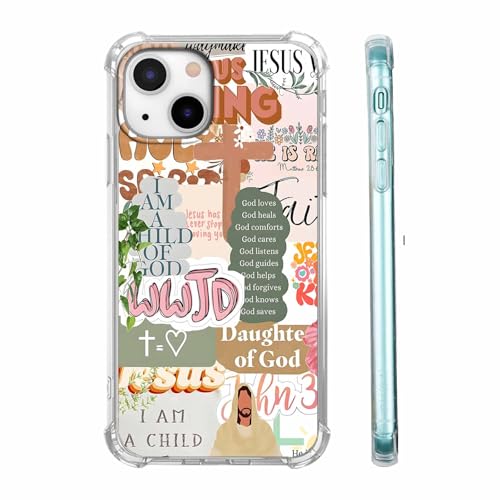 mehidpur Christian Quotes Aesthetic Vintage Jesus Bible Verse Collage Pattern,Soft TPU Bumper Case for iPhone 15,#1