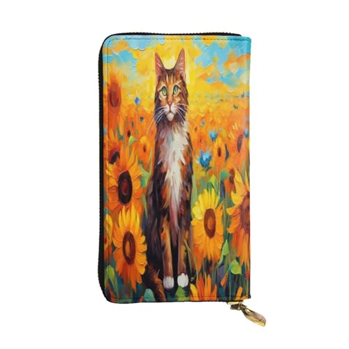 quiet little cat Premium Leather Wallet with Metal Zipper, Multiple Card Slots Cash Pockets, ideal Gift for Her or Him
