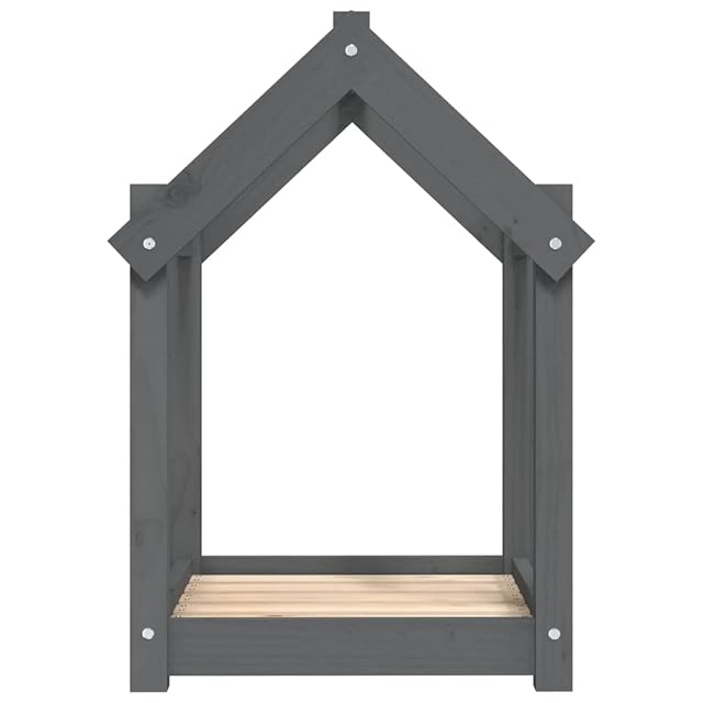 Foto 5 de 6 de vidaXL Cama para Perros Madera Maciza de Pino Gris 61x50x70 cm