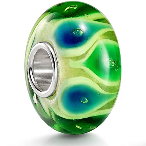 MATERIA by Matthias Wagner Glas Bead Perle grün - Charms Anhänger mit 925 Silber Hülse 1667