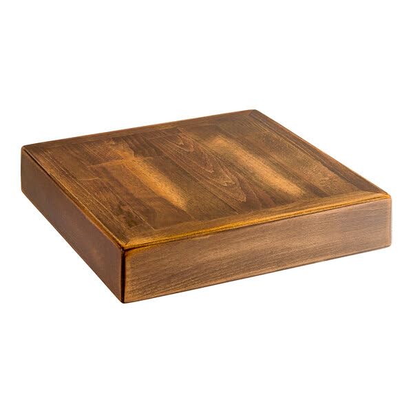 Square Wood Butcher Block Table Top Sample, Vintage Brown Finish, Mixed Hardwood, 10x10 Inch, 2 Inch Edge