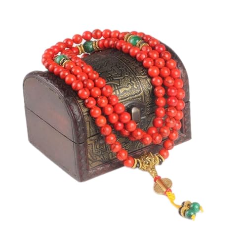 Bracelet en corail rouge pour femme et collier mala bouddhiste en pierres naturelles d'exception