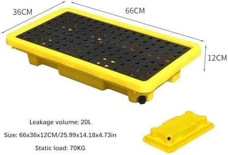 Yellow & Black Spill Containment Pallets - Modular Stackable Polyethylene Platforms for Warehouses & Workshops, 66x36, Ideal for Oil Drums & Hazardous Materials