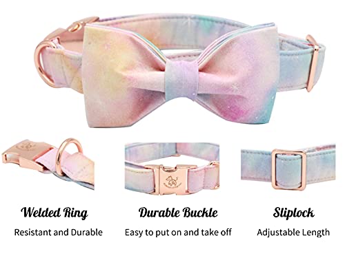 Image of Elegant little tail Colorful Dog Collar, Comfortable Dog Collar with Bow Adjustable Soft Bow tie Dog Collars for Medium Dogs