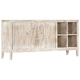vidaXL Mangoholz Massiv Sideboard mit 4 Fächern 2 Türen Kommode Schrank Anrichte Mehrzweckschrank Flurschrank Beistellschrank Standschrank 160x40x76cm