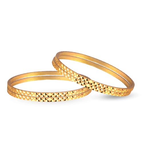Image of JFL- Jewellery for Less Traditional Ethnic One Gram Gold Plated Cut Work Bangle Set Girls & Women