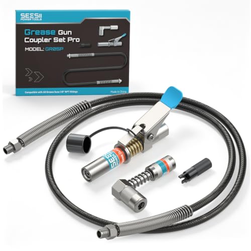 Seesii Grease Gun Accessory Kit Pro with 12000 PSI Quick-Release Coupler