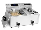 HENDI Fritteuse Mastercook, Digital, Tischfriteuse, Sicherhetsthermostat, Frittierkorb mit extra langen Griff, Kaltzone längere Öl Lebensdauer, 2x8L, 230V, 3500W, 605x515x(H)345mm, Edelstahl 18/0