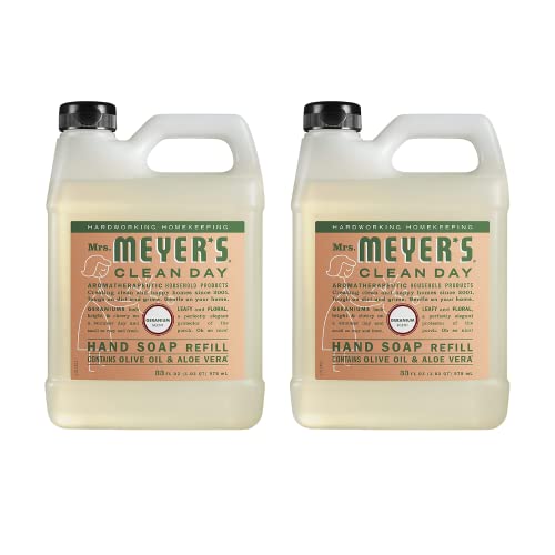 MRS. MEYERS CLEAN DAY Hand Soap Refill Made with Essential Oils Geranium 33 Fl. Oz (Pack Of 2)