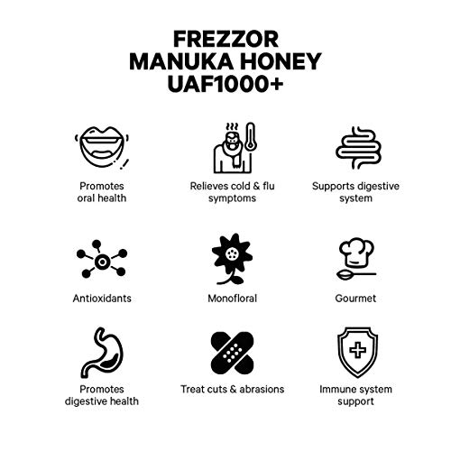 Frezzor Certified Raw New Zealand Manuka Honey With Uaf1000+ (8.8Oz/250G) 1000X More Power, Greatest Gift To Support Everyday Wellness, Superfood, 2 Jars #TOP3