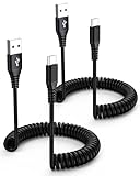 USB to USB C Coiled Cable 3FT 2-Pack, 60W Fast...