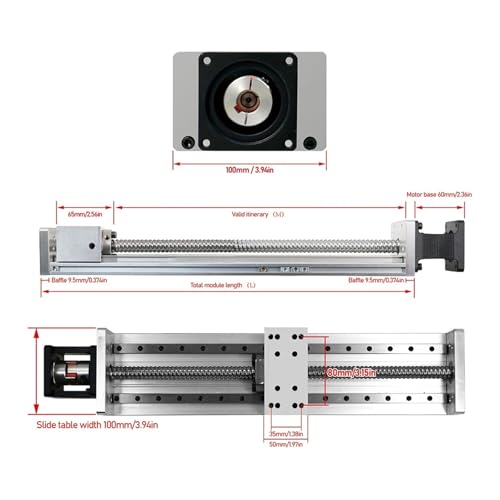 Carril de guía lineal micro de 100 mm con módulo y tornillo de bola 6