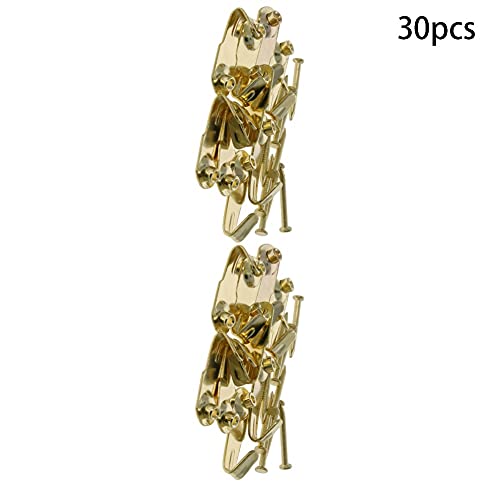 Image of Picture Hangers 0.8mm Thick Picture Hooks with Nails Professional Picture Hanging Kit, for Office Pictures House Decoration Clock Wall Mounting Brass Tone 30pcs