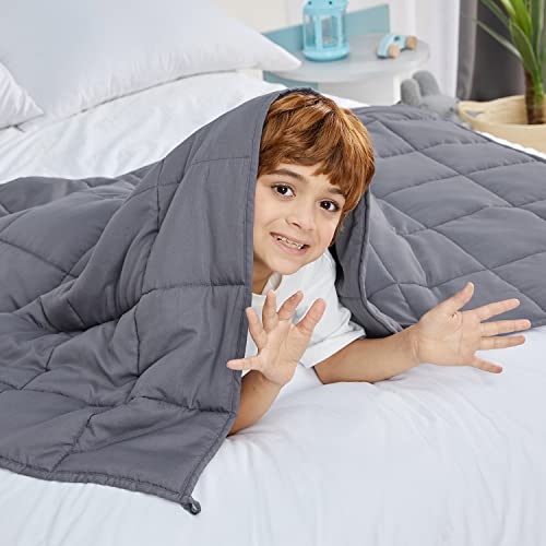 Betu Kids Weighted Blanket (7Lbs, 40"X60" Throw Size) - Cooling And Breathable Heavy Blanket For 60-90Lbs With Premium Glass Beads - Soft Thick Blanket For All-Season Sleeping Comfort - Grey #TOP1