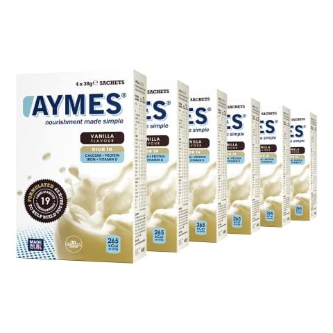 AYMES Vanilla Nutritional Shake, Nutritional Shake, 24 sachets (912g). Dietitian Recommended high-Calorie Drink to Help Support Recovery, Maintain Muscle Mass & Normal Immune System Function Cover